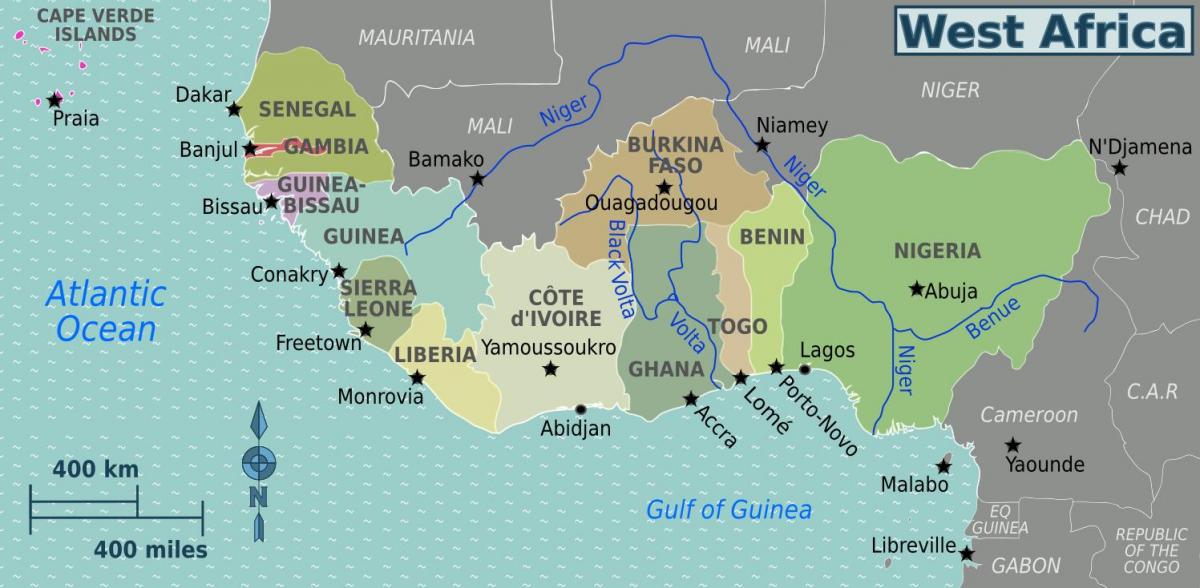 نقشه از غنا, غرب آفریقا,