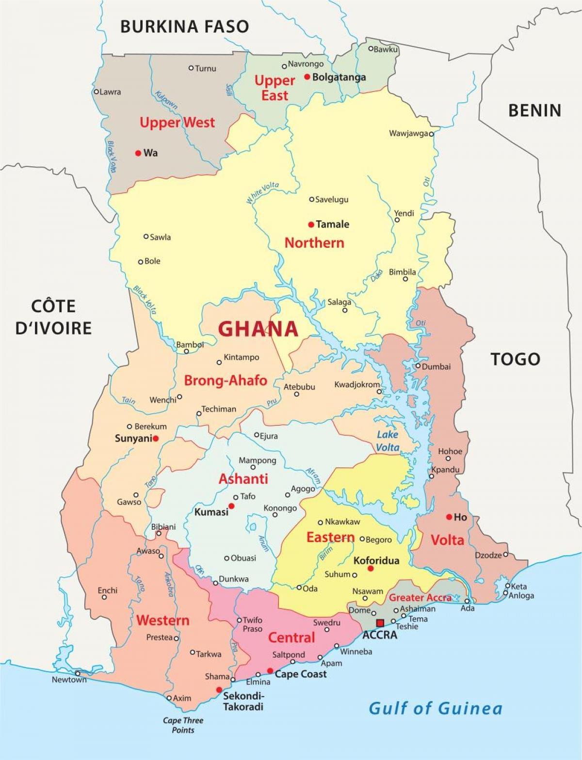 نقشه از غنا نشان دادن مناطق