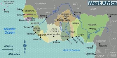 نقشه از غنا, غرب آفریقا,